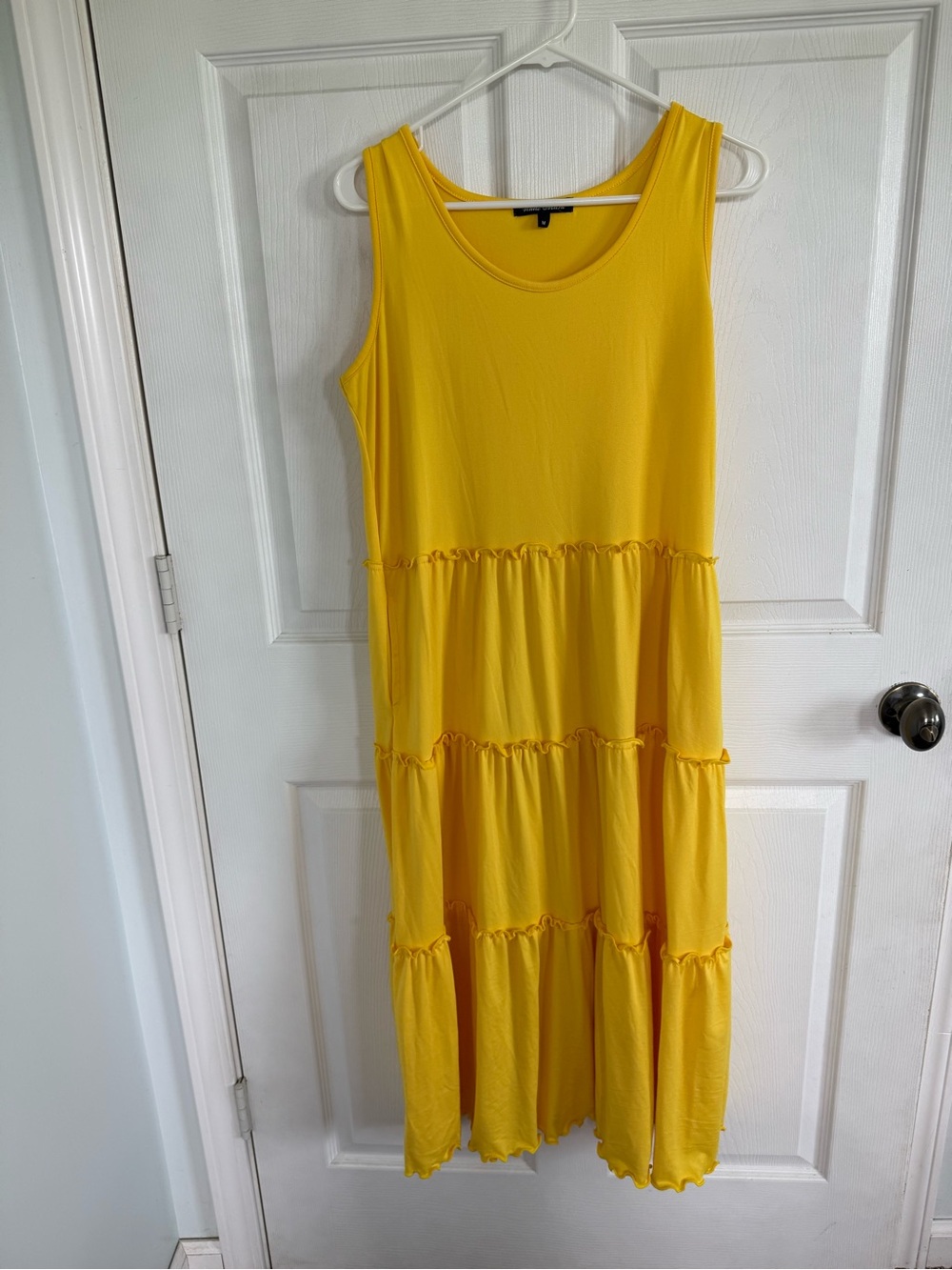 Sleeveless Yellow Tiered Midi Dress Maternity Medium Photos Kohls Pockets
